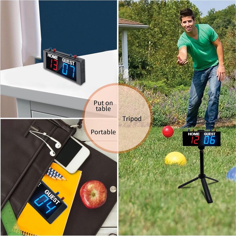 YZ Battery Powered Scoreboard Clock Timer with Buttons, Portable Digital Scoreboard with Remote, Electronic Scoreboard with Stand, Cornhole Score Keeper for Outdoor Yard Games/Shuffleboard/Pickleball - Image 5